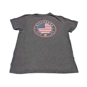 Billabong Mens Core Fit American Flag Graphic T-Shirt Charcoal Heather Gray M
